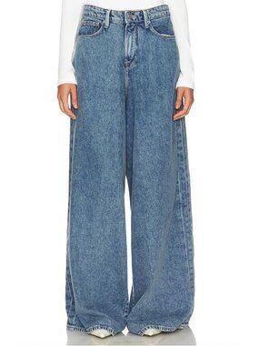 NWT Good American Paneled Wide leg Jeans blue 90s baggy Y2K boho sz 26 2/26